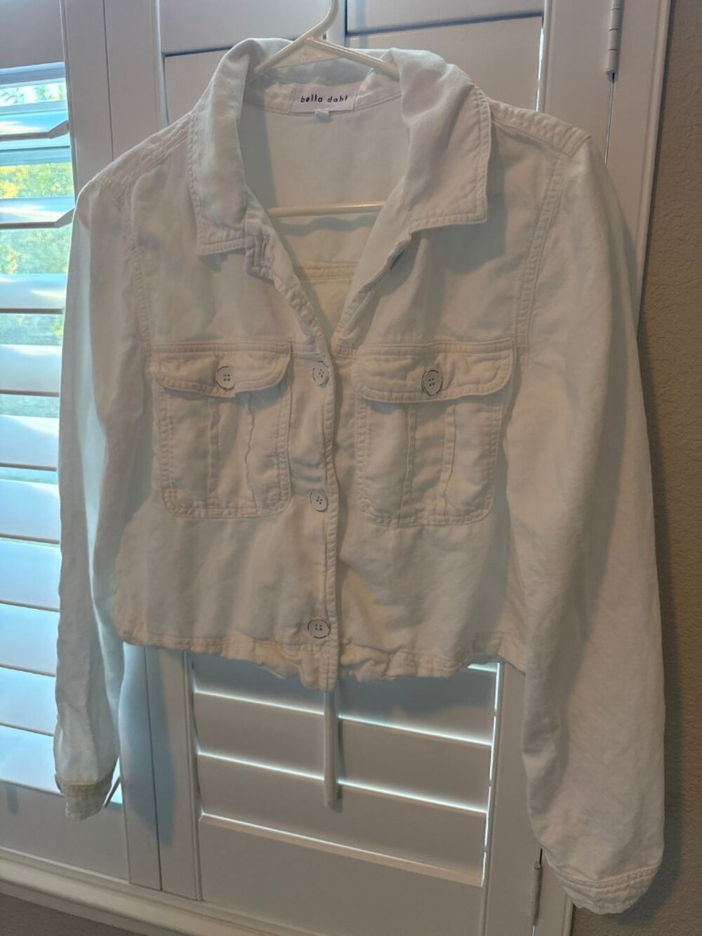 Bella Dahl White Button-Front Shirt Jacket Cream S